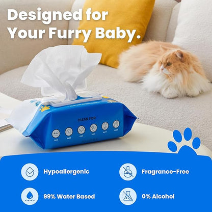 Unscented Pet Grooming Wipes for Dogs & Cats - 600 Count Dog Wipes for Cleaning Paws, Body, and Butt, Thick, Soft & Hypoallergenic