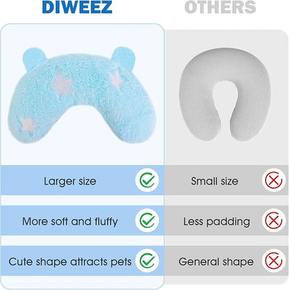 Pet Pillow for Dogs & Cats, Dog Calming Pillow, Dog Neck Pillow U-Shaped Pillow for Dogs & Cat, Soft Fluffy Cat Bed Pillow Pet Calming Toy, Joint Relief Sleeping Improve for Pets(Blue)