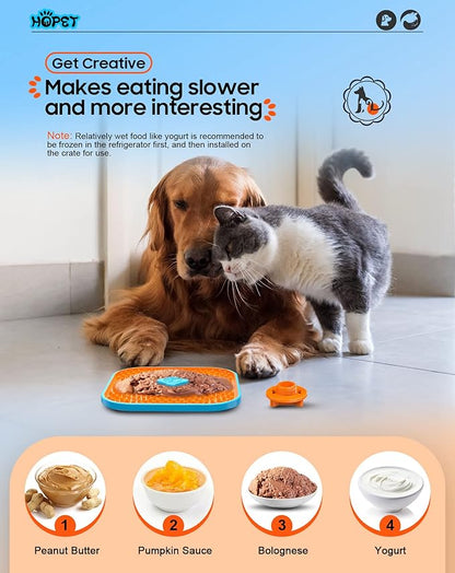HOPET Licking Mat for Dogs, Dog Crate Lick Mats Slow Feeder,Dog Cage Training Tools Pet Licking Mat Slow Feeder for Peanut Butter Dog Kennel Therapy Dog Lick Pads for Boredom Anxiety (2pcs)