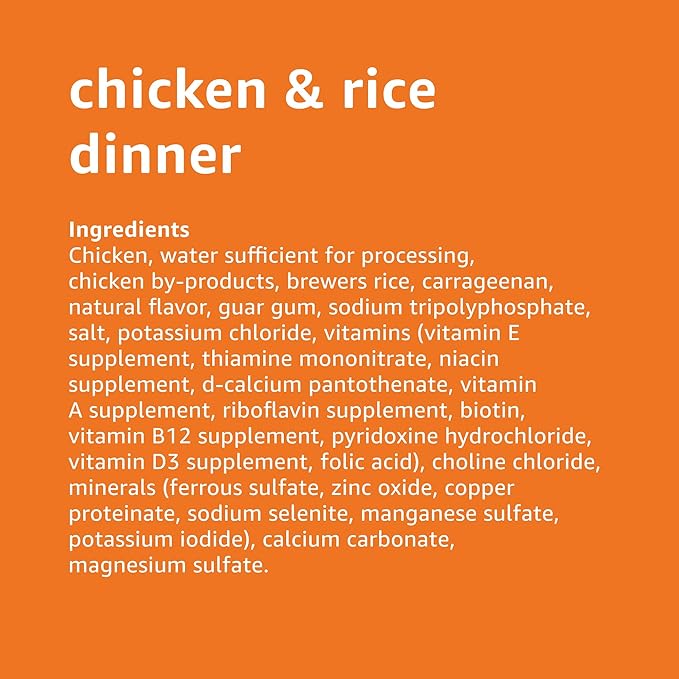 Amazon Basics Chopped Ground Dinner Wet Dog Food Variety Pack, Chicken and Rice Flavor and Chopped Dinner with Chicken, Made with Natural Ingredients, 13.2oz Cans (Pack of 12)