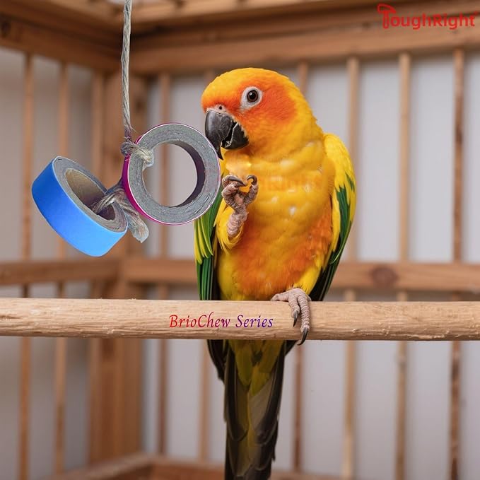 70 Pcs Chew Bagels Bird Toys for Parrots Durable Cardboard BrioChew 0.3in“ Thick Chewing Shredding Foraging Foot for Medium & Large Parrot Amazons Mini Macaws African Greys Cockatoos Eclectus Senegal
