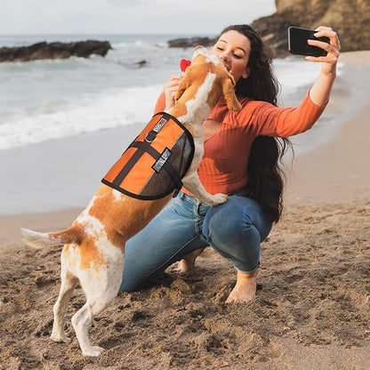 Dogline MaxAire Multi-Purpose Mesh Vest for Dogs and 2 Removable Emotional Support Patches, Large, Orange, (22"-29")
