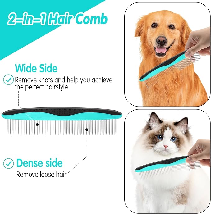 VIWIK 2 in 1 Dog Nail Trimmers with LED Light for Bloodline, Dog Comb, Dog Nail Clippers with Quick Sensor & Safety Guard to Avoid Overcutting, Cat Puppy Claw Clipper for Grooming with Nail File Blue