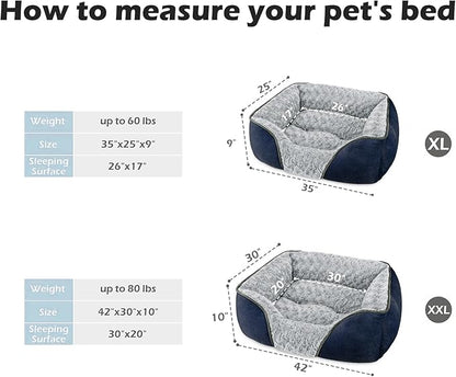 INVENHO XX-Large Dog Bed Rectangle Washable Orthopedic Soft Calming Sleeping Durable Pet Cuddler with Anti-Slip Bottom