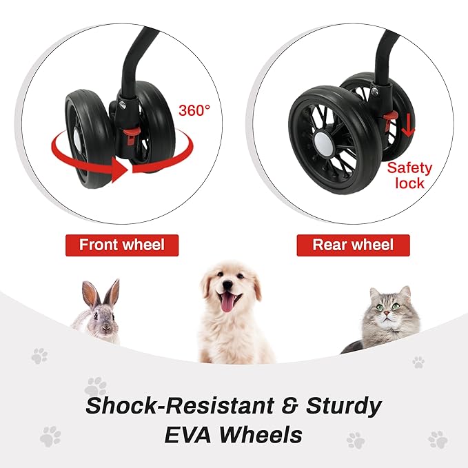 Pet Stroller,3-in-1 Folding Dog Stroller,Multifunction Dog Cat Jogger Stroller,4 Wheel Foldable Pet Stroller with Detachable Carrier Storage Basket&Storage Bag for Medium Small Dogs Cats