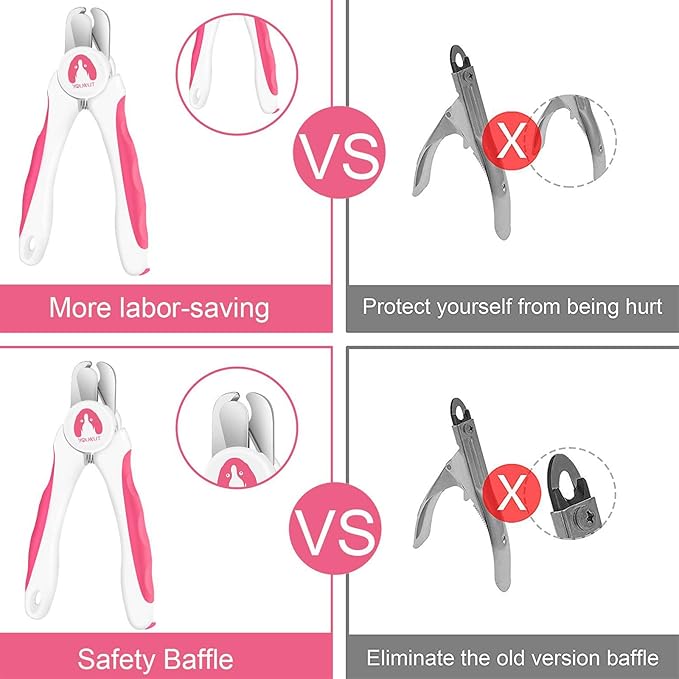 Dog Nail Clippers and Trimmers,Professional Grooming Tool with Safety Guard to Avoid Over Cutting,Free Nail File,Razor Sharp Blade,Sturdy Non Slip Handles for Large and Small Animals (Pink)