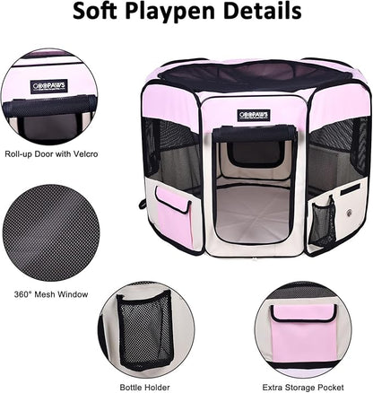 JESPET Pet Dog Playpens 36", 45" & 61" Portable Soft Dog Exercise Pen Kennel with Carry Bag for Puppy Cats Kittens Rabbits, Indoor/Outdoor Use