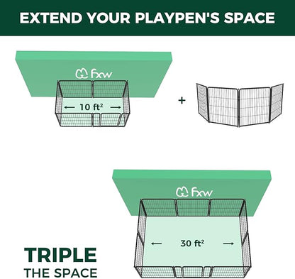 FXW Homeplus Dog Playpen for Indoor Use - Stress-Free and Safe Play, Heavy Duty 32 Inch 4 Panels Dog Pen for Puppies, Small and Medium Dogs, Black_atented