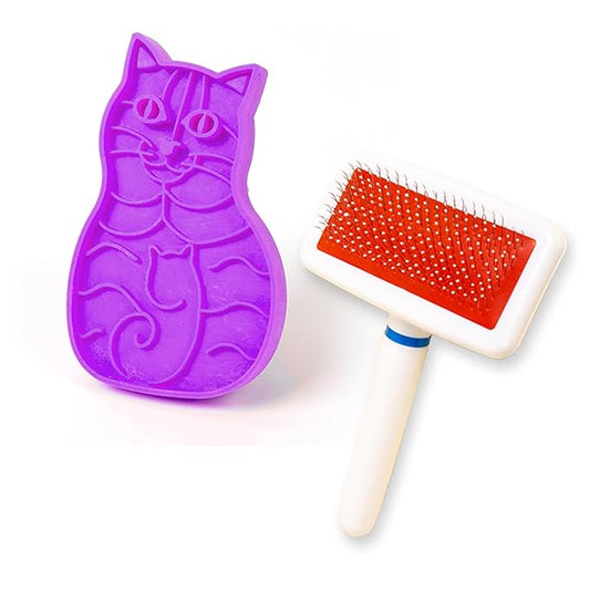 Pet Bath & Massage Brush Grooming Kit,Dog Brush & Cat Brush,Pet Bath Brush Scrubber for Shampooing and Massaging Cats and Dogs with Short or Long Hair,2 in 1 Dog Brush Set (purple)