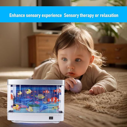 LED Tropical Fish Aquarium Night Light - Mini Artificial Aquarium with Moving Fish for Kids Baby - Unique Home Decor Gift