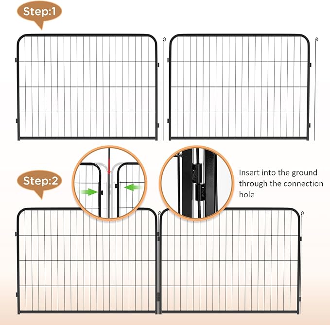 BestPet | Dog Playpen | 40 Inch, 6 Panels | Heavy Duty Metal Pet Exercise Pen | Indoor Outdoor Fence Panels | Rust-Resistant, Removable, Tool-Free Setup | Anti-Skid, Expandable Design