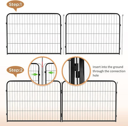 BestPet | Dog Playpen | 40 Inch, 6 Panels | Heavy Duty Metal Pet Exercise Pen | Indoor Outdoor Fence Panels | Rust-Resistant, Removable, Tool-Free Setup | Anti-Skid, Expandable Design