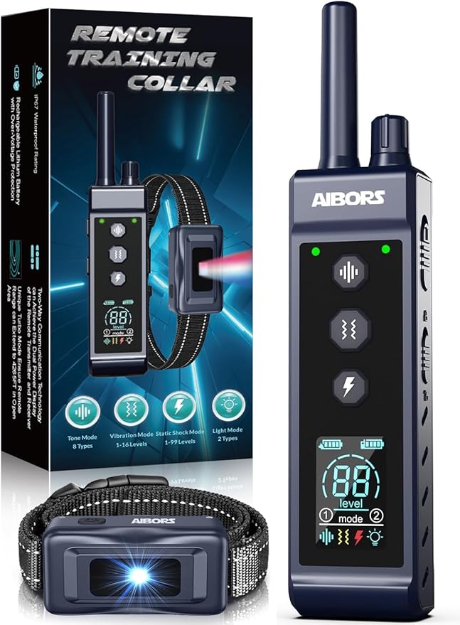 Dog Shock Collar, 4300FT Waterproof Dog Training Collar with Remote for 5-150lbs Small Medium Large Dogs, Rechargeable E Collar with Beep (1-8), Vibration(1-16), Safe Shock(1-99),Shock Collar for Dogs