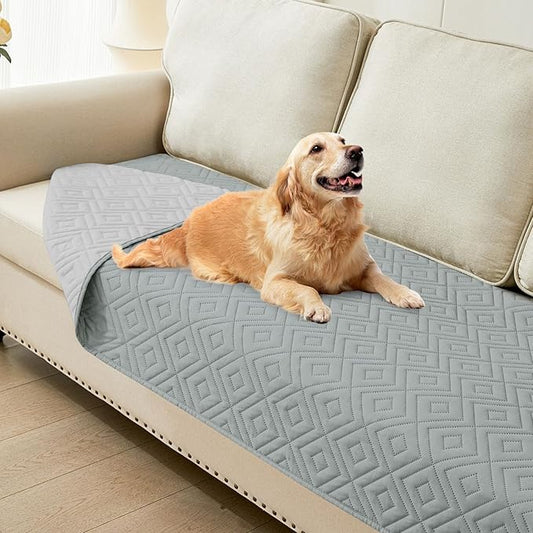 hyha Waterproof Dog Blanket, Soft Pet Bed Blankets, Waterproof Sofa Couch Cover for Dogs Washable, Reversible Pet Couch Covers for Sofa Furniture (30x90 Inch, Grey/Light Grey)