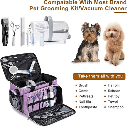 Dog Grooming Vacuum Bag, Pet Grooming Kit Bag Perfect for Dog Hair Vacuum & Grooming Tool Kit Accessories- Purple
