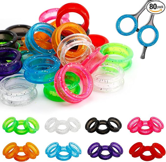 80-Piece Scissors Finger Rings Professional Dog Grooming Scissors Accessories for Dog Hair Cutting, Ergonomic Pet Shear Finger Ring Thumb Inserts Grips for Comfortable and Precise Grooming