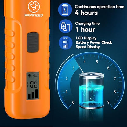 Dog Nail Grinder Professional Pets, 3-Speed Electric Quiet Dog Nail Grinder, Rechargeable Dog Nail Trimmers - with 2 LED Lights/2 Grinder Wheels, for Small, Medium, Large Dogs (Orange)