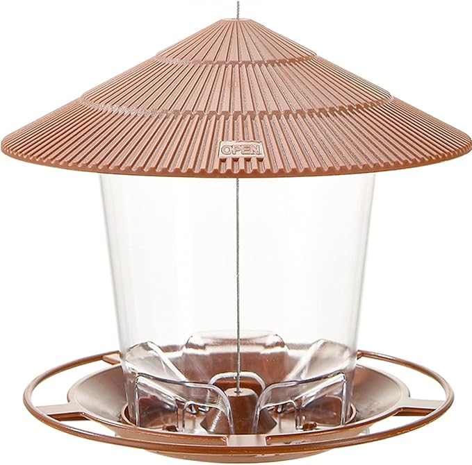 Bird Feeder Outdoor Hanging for Wild Bird Seed, Brown