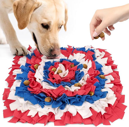 Pet Snuffle Mat for Dogs, Dog Feeding Mat, Nosework Training Mats for Foraging Instinct Interactive Puzzle Toys (Red&Blue&White)