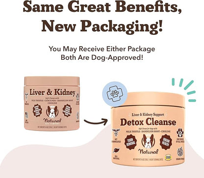 Natural Dog Company Liver & Kidney Supplement for Dogs – 90 Soft Chews with Milk Thistle, Cranberry, Dandelion Root, Turmeric & Astragalus – Supports Liver Function, Kidney Health & Overall Wellness