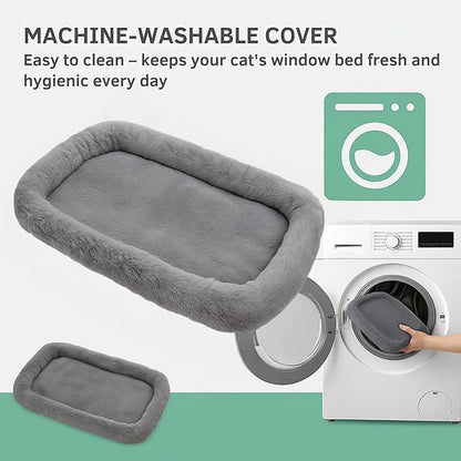 Cat Window Perch with Washable Cushion & Strong Suction – Stable & Cozy Cat Hammock for Window (Holds up to 40 lbs) – Durable Window Bed for Indoor Cats