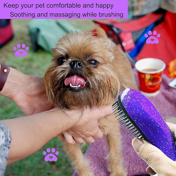 Puppy Brush, Soft Dog Brush for Grooming, Puppy Hair Remover Brush Comb, Grooming Tool for Poodles,Teddy, Yorkies, Maltese, Shih Tzu, Chihuahua, Starry Purple