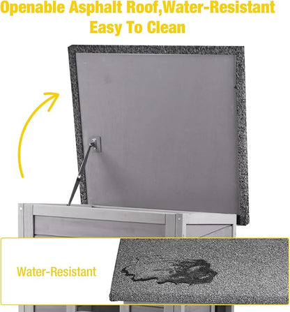 Aivituvin Outdoor Cat Houseï¼_wo-Story Feral Cat Shelterï¼_ooden Cat Condos,Weatherproof Cat Enclosure for Winter with Escape Doors