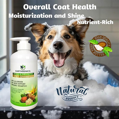 Earthgenics® Anti-Allergen, Dry Skin Support, Organic Shampoo for Dogs and Cats. All-in-One Solution. No Need for Additional Conditioner - 16 fl oz