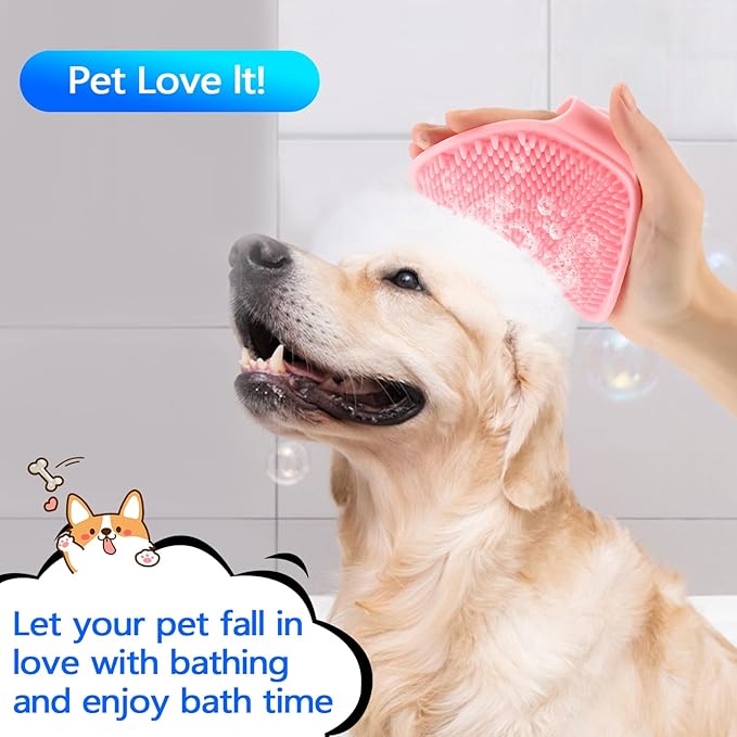 7PCS Pet Grooming Bath Brush Set Dog Shampoo Brush Dog Shower Scrubber Self Cleaning Slicker Brush for Short-haired pet Wash Towel