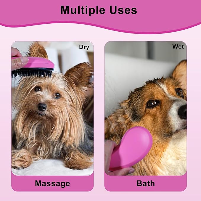 Puppy Brush for Small Dogs - Soft Dog Brush - Perfect Yorkie, Shih Tzu, Maltipoo & Maltese Grooming - Gentle Hair Remover for Easy Pet Grooming at Home (Pink)