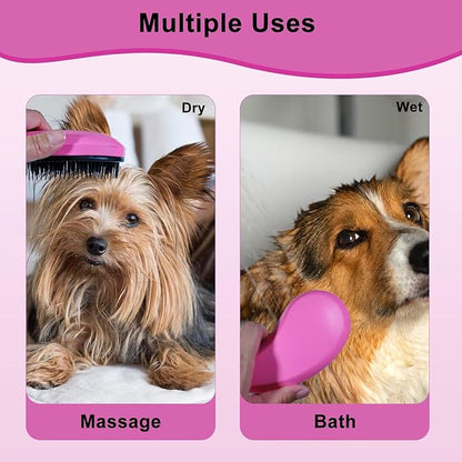 Puppy Brush for Small Dogs - Soft Dog Brush - Perfect Yorkie, Shih Tzu, Maltipoo & Maltese Grooming - Gentle Hair Remover for Easy Pet Grooming at Home (Pink)
