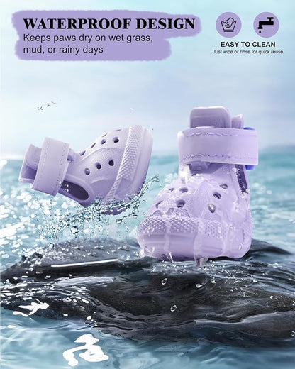 Dog Boots for Hot Pavement & Snow, Waterproof Non-Slip Dog Shoes with Reflective Straps, Adjustable Pet Booties for Small to Large Dogs, Outdoor Paw Protection, 4Pcs