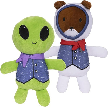 Furhaven 2-Pack Squeaky Plush Dog Toys for Small/Medium Dogs, Washable w/ Ruff Stuff Reinforcement - Dapper Dandies Galactic Collection - Alien/Astronaut, Set of 2