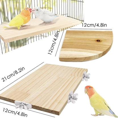 Bird Perch Platform Stand,Wood Perch Bird Platform Parrot Stand Playground Cage Accessories for Small Anminals Rat Hamster Gerbil Rat Mouse Lovebird Finches Conure Budgie Exercise Toy