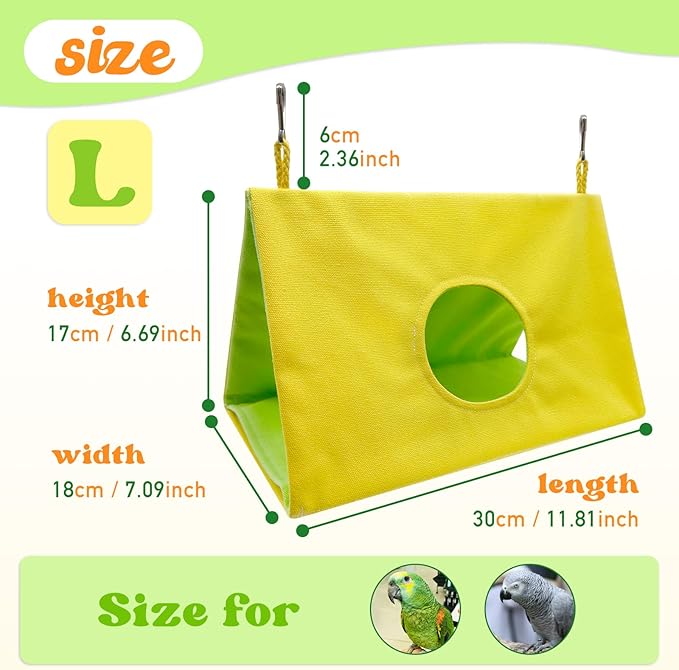 Bird Nest House Summer Bird Bed for Cage Hanging Hammock Shed Hut Parrot Hideaway for Budgies Lovebirds Cockatiels Conures Quakers African Grey Amazon Parrots, Small to Large Birds (L)
