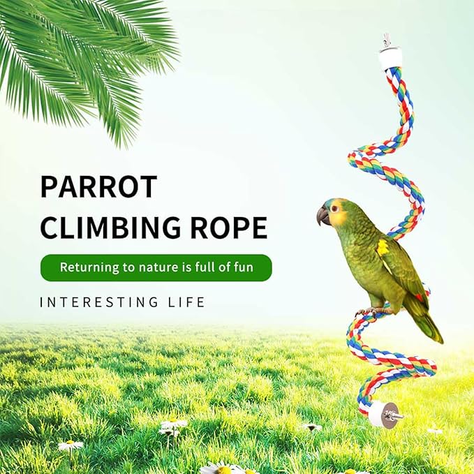 31.5-Inch _ 0.8-Inch Diameter Nipple Style Bird Rope Perch, Bird cage Accessories, Rope perches for Conures,Parrots,Cockatiel,Lovebird,Budgerigar,Parakeet perches Birds Standing Pole
