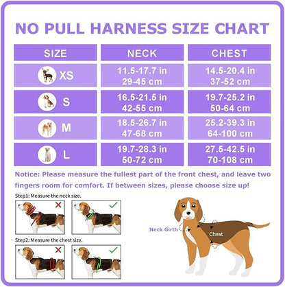 Dog Harness Small Sized Dog, No Pull Pet Harness with 2 Leash Clips, Adjustable Soft Padded Dog Vest Harnesses, Reflective No-Choke Pet Oxford Vest