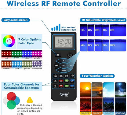 hygger Advanced Remote Control Aquarium Light Customizable Full Spectrum Fish Tank LED with DIY, Default & Weather Mode Freshwater Planted Tank