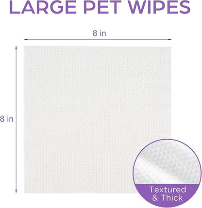 PrimePets Dog Wipes for Paws and Butt, 100 Count, 8" x 8" Pet Wipes for Dogs Cats Cleaning Deodorizing, Lavender Scented, Extra Thick Puppy Wipes for Sensitive Skin, Grooming for Bums, Face and Body