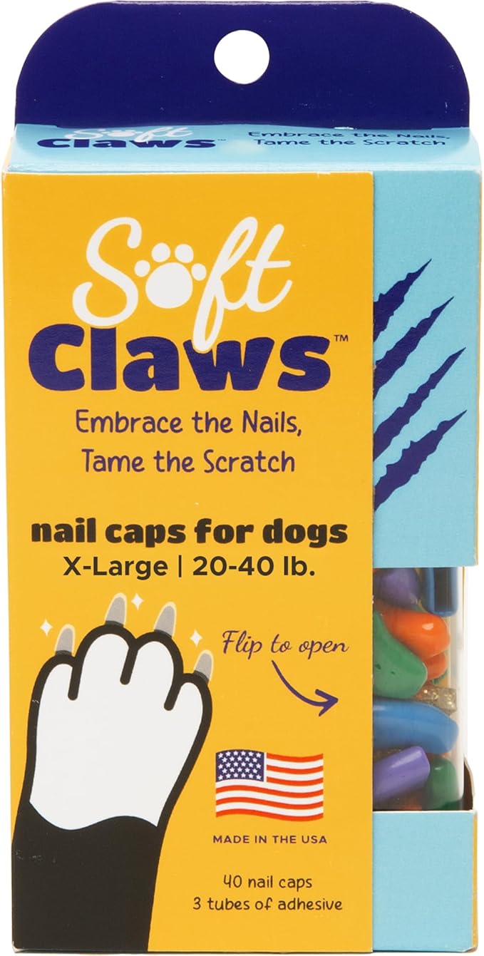 Soft Claws Nail Caps for Dogs with Non-Slip Design Made in USA - 40 Dog Nail Covers for Long-Lasting Protection of Floors and Furniture - Pride, X-Large