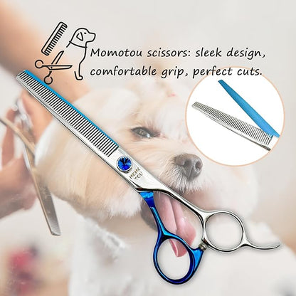 7 inches Professional Thinning Dog Grooming Scissors Made of Japanese Advanced Stainless Steel Pet Shears with Diamond Adjustable Screw for Dogs and Cats