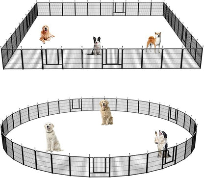 Dog Playpen,Portable Outdoor Dog Fence, Dog Playpen for Large/Medium/Small Dogs, Dog Fences for The Yard,with Doors Foldable Metal (40 Panels, 45 inch)