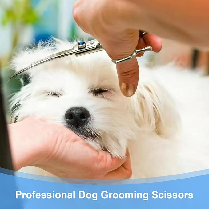 7" Curved Dog Grooming Scissorsï¼25 Degree of Curved Blade,Premium Pet Grooming Shears for Trimming Face and Paws