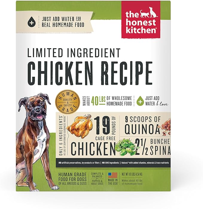 The Honest Kitchen Dehydrated Limited Ingredient Chicken Dog Food, Chicken & Quinoa, 10 Pound (Pack of 1)