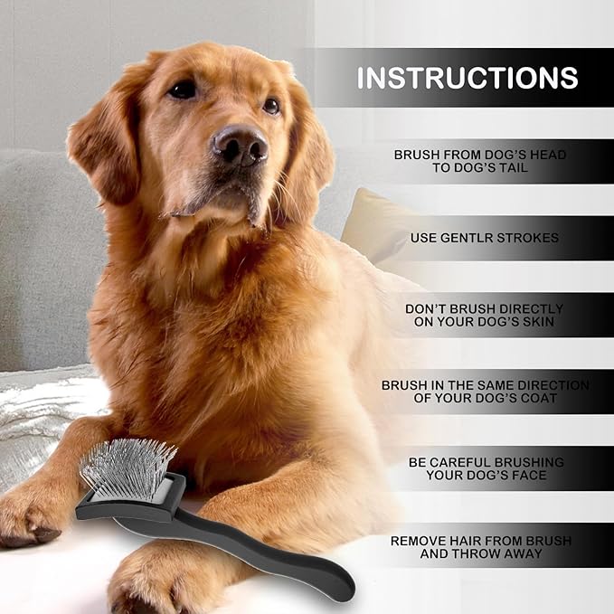 Dog Slicker Brush for Goldendoodles & Golden Doodle Brush for Grooming Kit - Dog Brush for Goldendoodle, Labradoodle, Poodles - Pet Hair Brush for Short & Medium Haired Dogs -Small (Black)