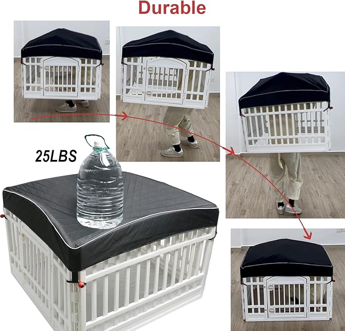 Dog Pen Cover Dog Playpen Cover for Pets,Provide Shade and Security for Indoor Outdoor Dog Pen,Pet Playpen Cover Fits 35 inch Playpen 4-Panels (Playpen Not Included!!!)