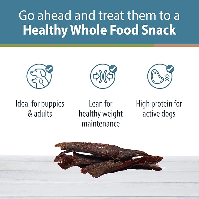 JustFoodForDogs Venison Dog Treats, Single-Ingredient Healthy Dog Treats, Made in The USA, 5 oz