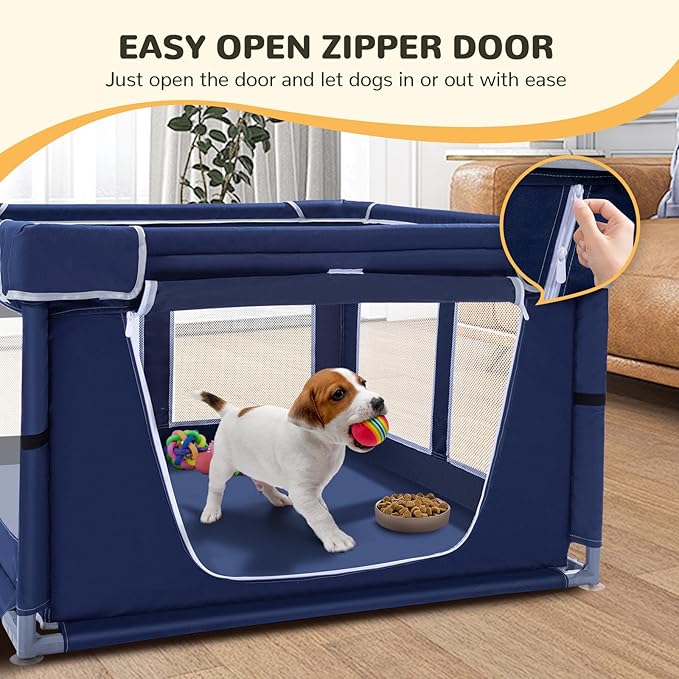 Dog Playpen Made of Thickened Stainless Pipe and 600D Oxford Cloth, 42_42 Inch Puppy Playpen, 25 Inch Height Pet Playpen for Puppy and Small Dogs, Keep Pets Secure