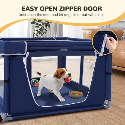 Dog Playpen Made of Thickened Stainless Pipe and 600D Oxford Cloth, 42_42 Inch Puppy Playpen, 25 Inch Height Pet Playpen for Puppy and Small Dogs, Keep Pets Secure
