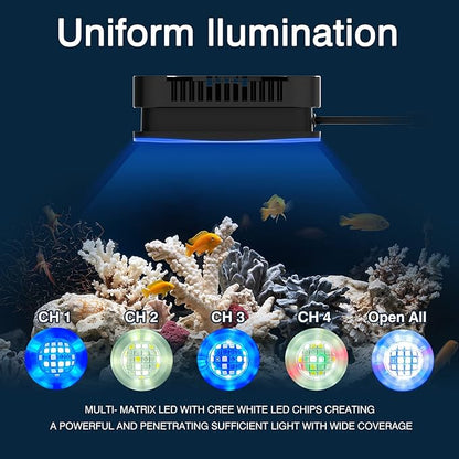 Lominie LED Aquarium Light Saltwater Aquarium Lamp 30W Full Spectrum with Remote Dimmable Nano Coral Reef Light for Fish Tank with Bracket